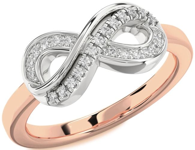 Diamond Rose Gold Silver Infinity Round Ring