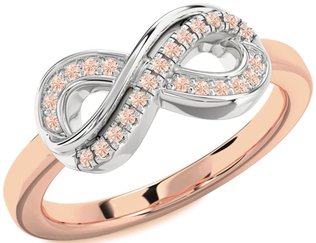 Morganite Rose Gold Silver Infinity Round Ring