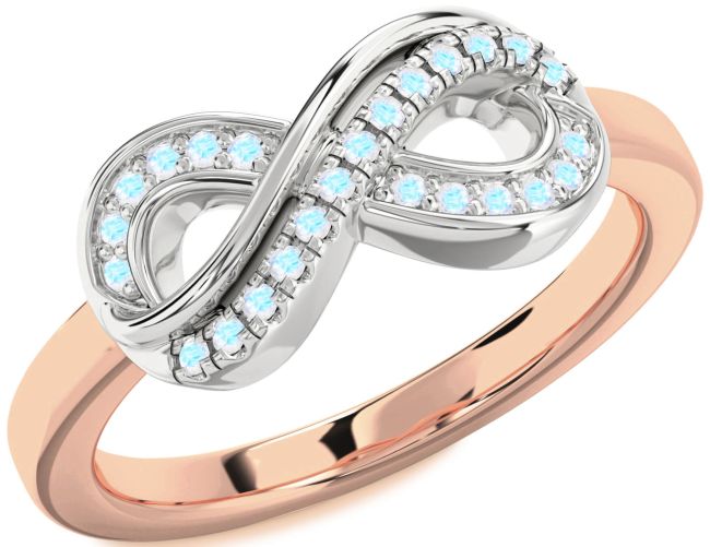 Moonstone Platinum & Rose Gold Infinity Round Ring