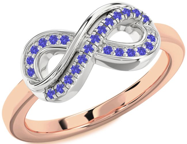 Tanzanite Rose Gold Silver Infinity Round Ring