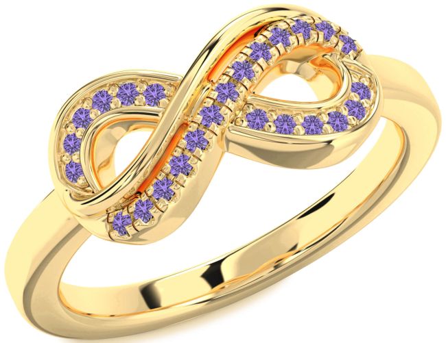 Alexandrite Gold Silver Infinity Round Ring