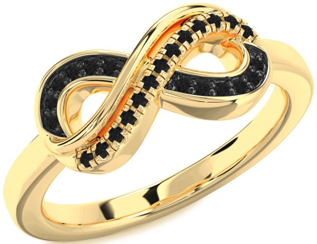 Black Diamond Gold Infinity Round Ring