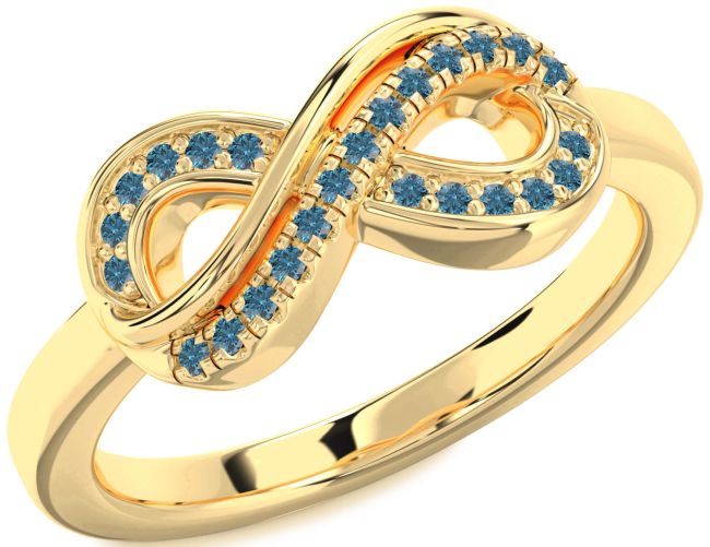 Blue Diamond Gold Infinity Round Ring