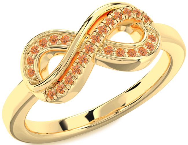 Citrine Gold Infinity Round Ring