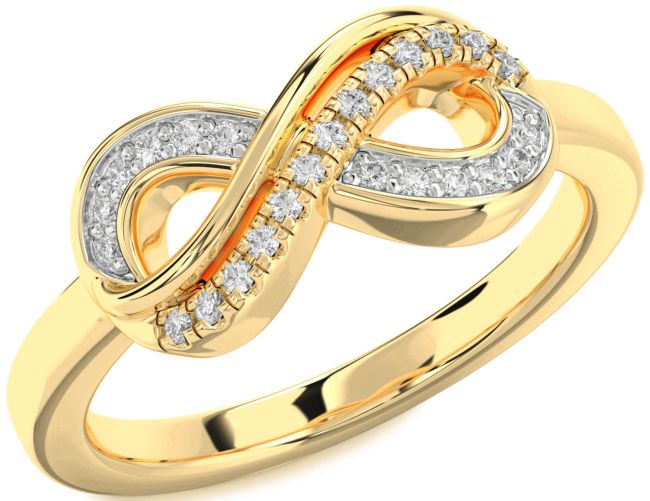 Moissanite Gold Infinity Round Ring