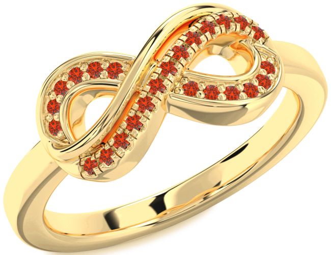 Fire Opal Gold Infinity Round Ring