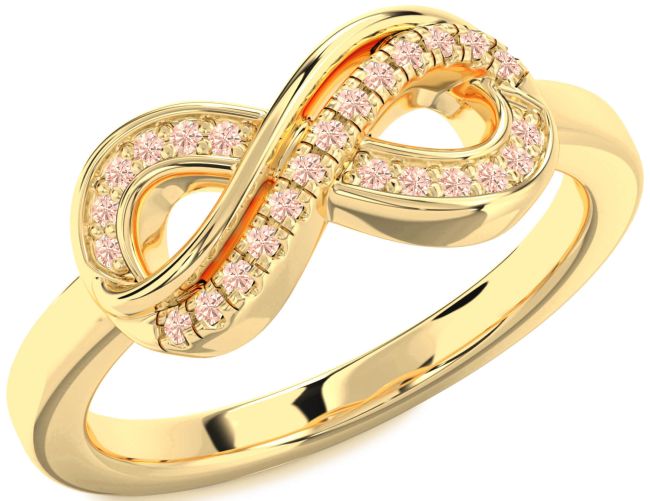 Morganite Gold Infinity Round Ring