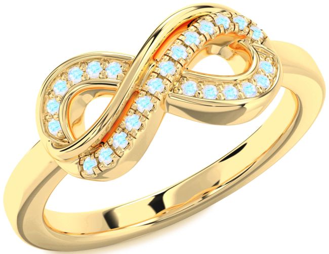 Moonstone Gold Silver Infinity Round Ring
