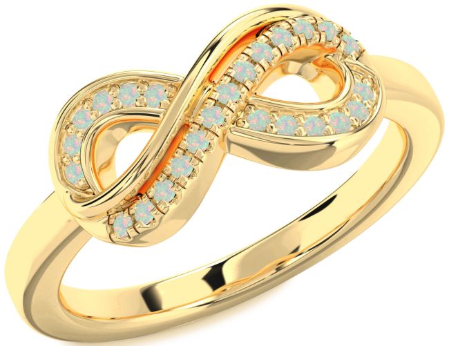 Opal Gold Silver Infinity Round Ring