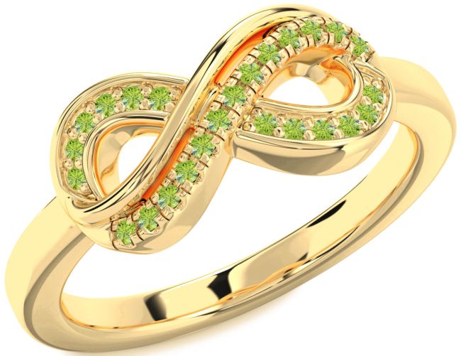 Peridot Gold Infinity Round Ring