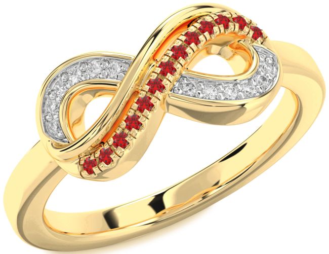 Diamond & Ruby Gold Infinity Round Promise Ring