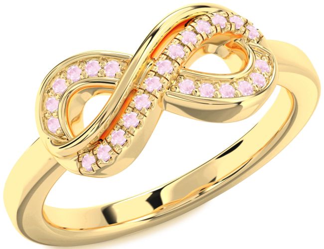 Rose Quartz Gold Infinity Round Ring