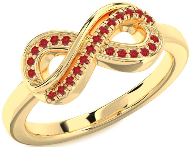 Ruby Gold Infinity Round Ring