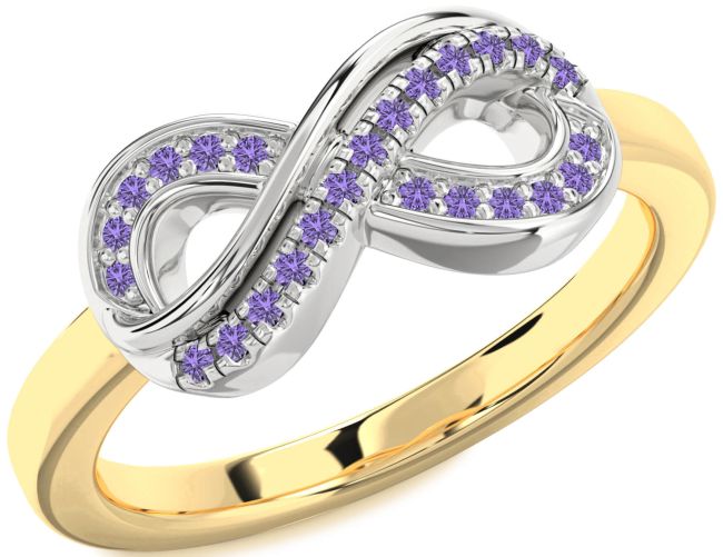 Alexandrite Gold Silver Infinity Round Ring