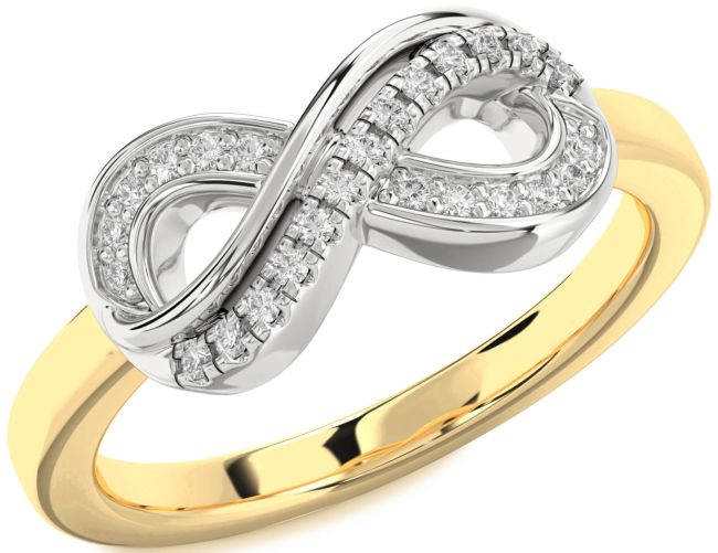 Moissanite Gold Silver Infinity Round Ring
