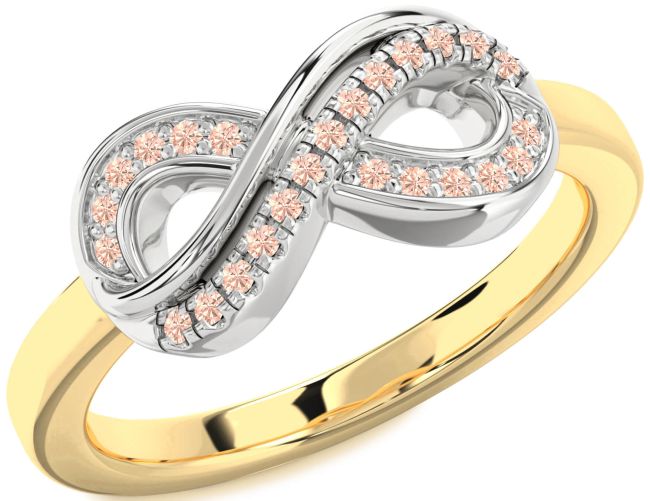 Morganite Gold Silver Infinity Round Ring
