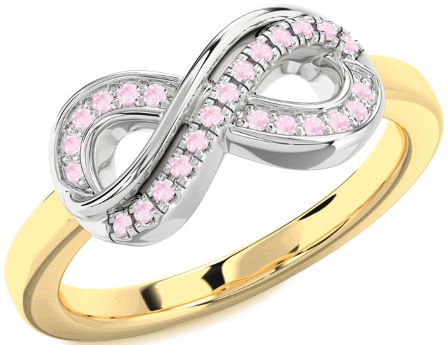 Rose Quartz Gold Silver Infinity Round Ring