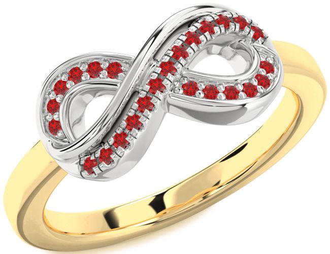 Ruby Gold Silver Infinity Round Ring