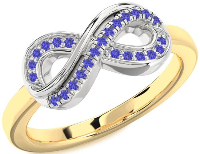 Tanzanite Gold Silver Infinity Round Ring