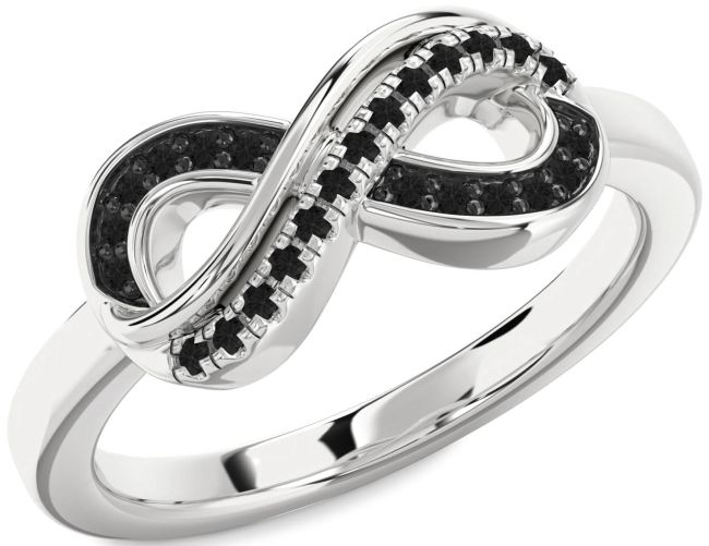 Black Diamond Platinum Infinity Round Ring