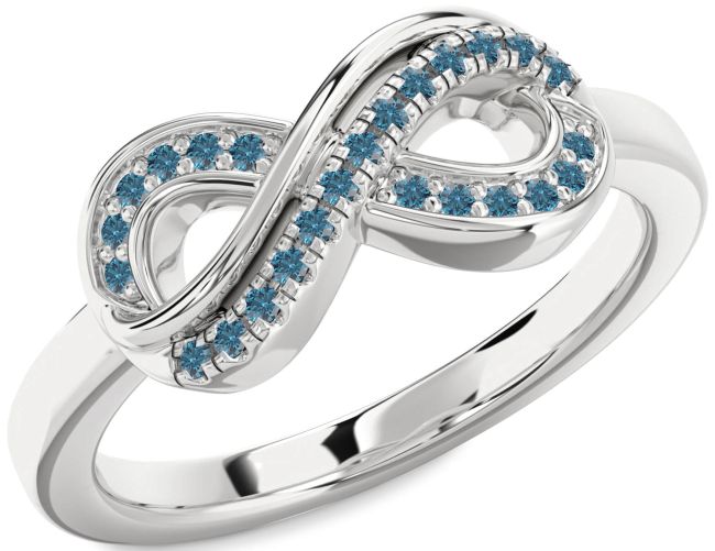 Blue Diamond Platinum Infinity Round Ring