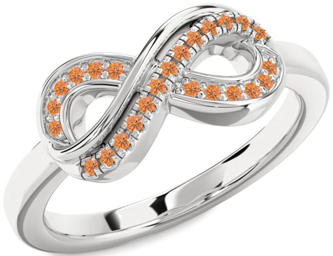 Citrine Platinum Infinity Round Ring