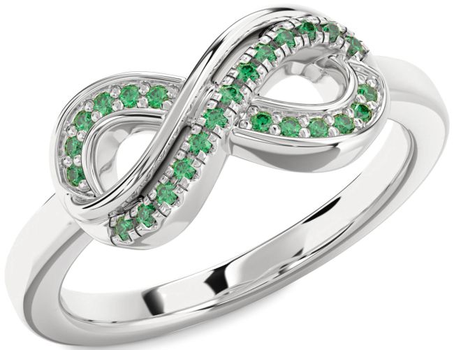 Emerald Platinum Infinity Round Ring