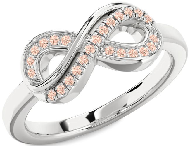 Morganite Platinum Infinity Round Ring