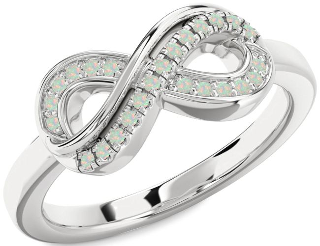 Opal Silver Infinity Round Ring