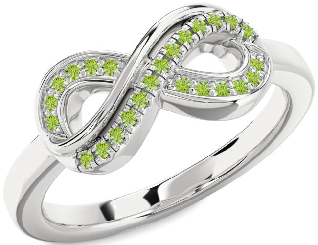 Peridot Platinum Infinity Round Ring