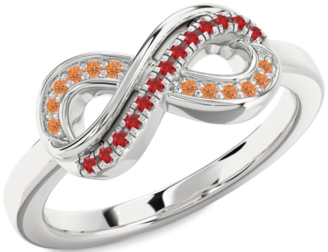 Ruby & Citrine Silver Infinity Round Promise Ring