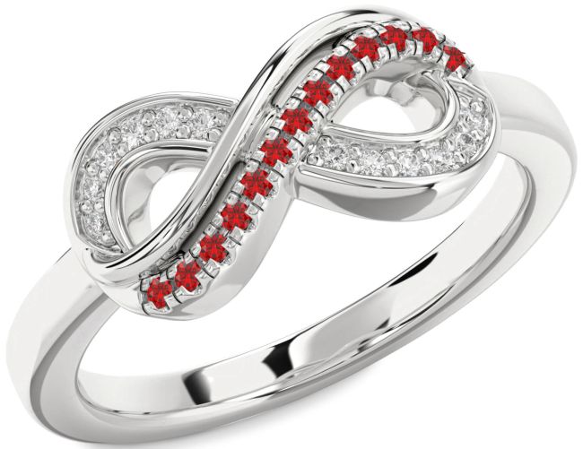 Diamond & Ruby Silver Infinity Round Promise Ring