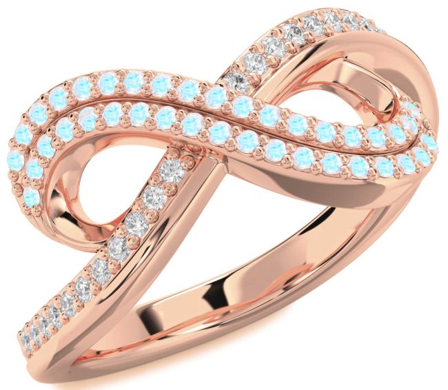 Moonstone Rose Gold Infinity Round Pave Ring