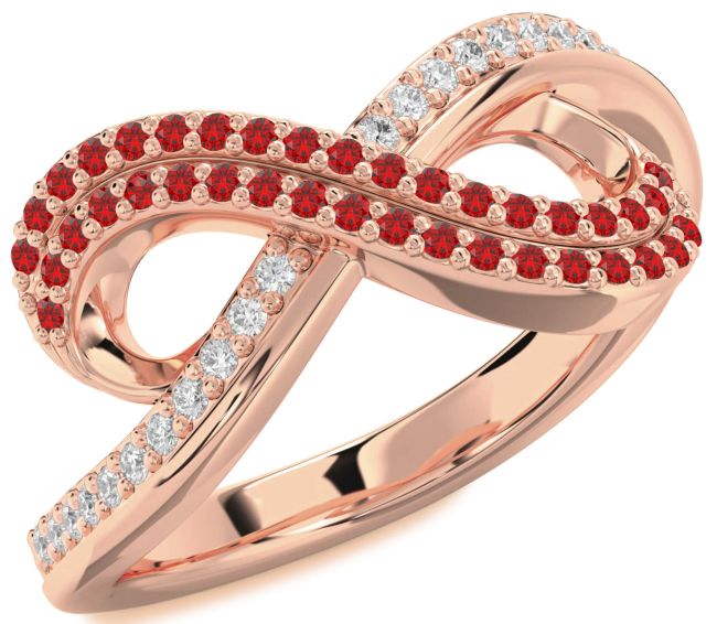 Ruby Rose Gold Infinity Round Pave Ring