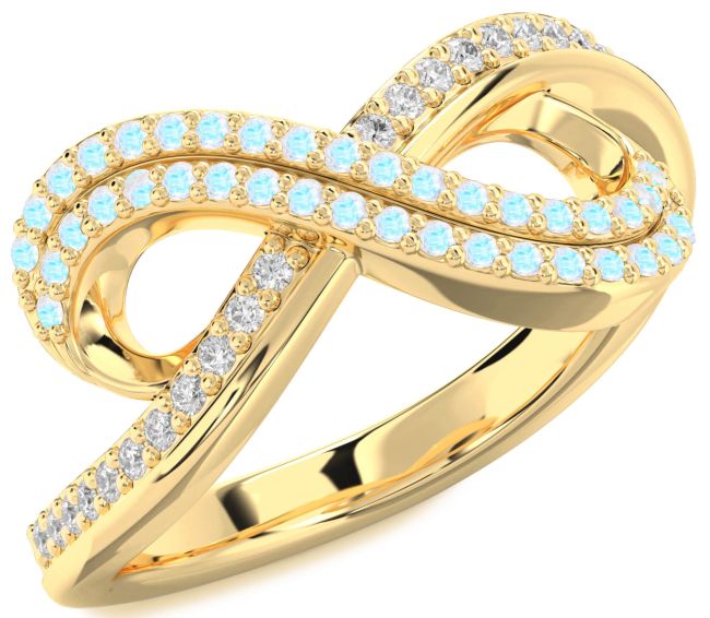 Moonstone Gold Infinity Round Pave Ring