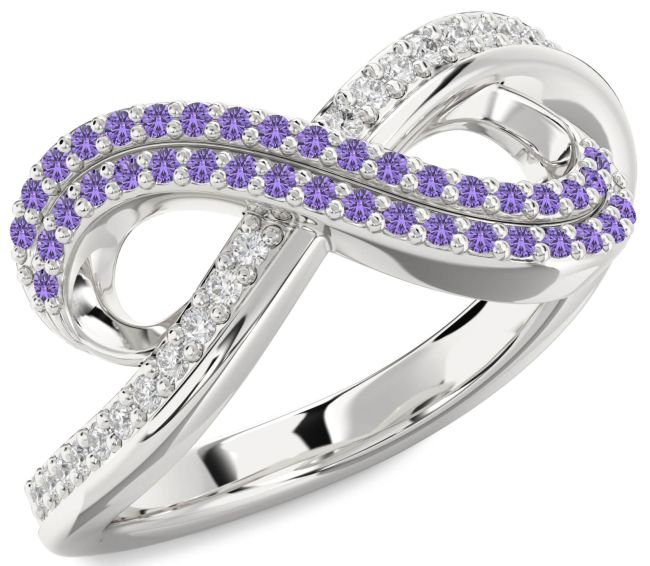 Alexandrite Platinum Infinity Round Pave Ring