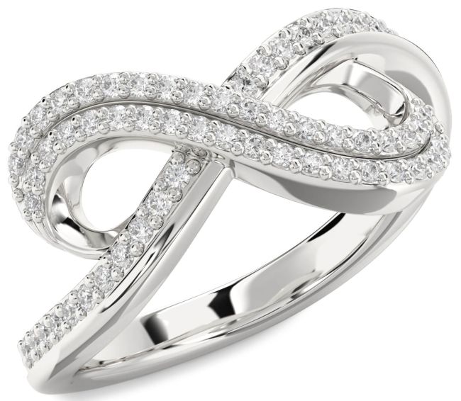 Moissanite Silver Infinity Round Pave Ring