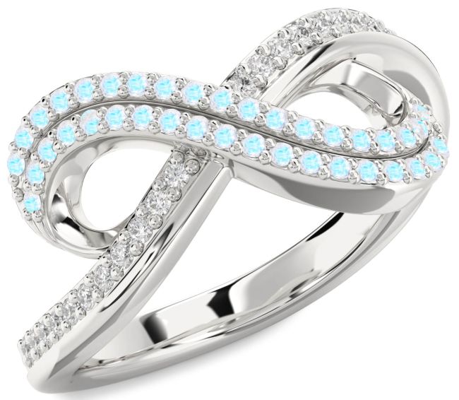 Moonstone Platinum Infinity Round Pave Ring