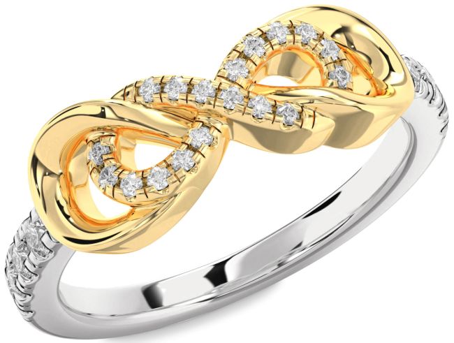 Diamond Silver & 10K gold Infinity Ring