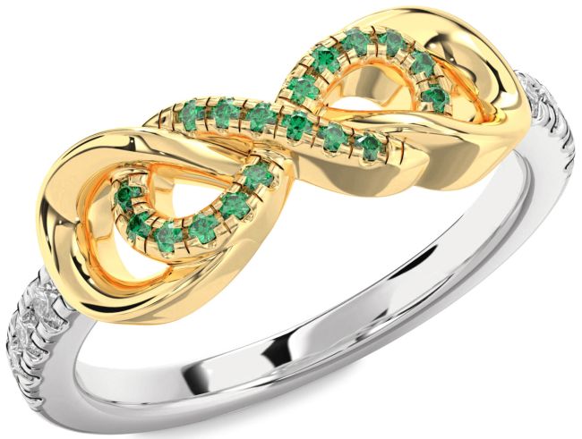 Diamond Emerald Gold Silver Infinity Ring