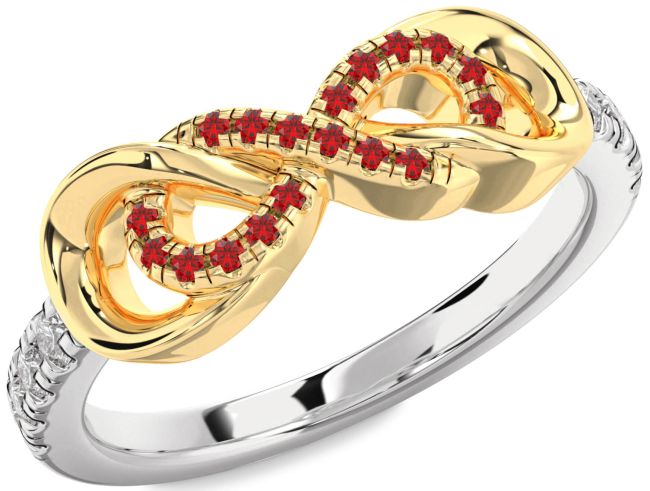Diamond Ruby Gold Silver Infinity Ring