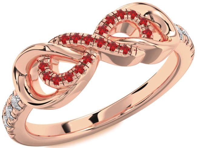 Diamond Ruby Rose Gold Infinity Ring