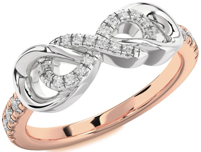 Lab Diamond Rose Gold Silver Infinity Ring