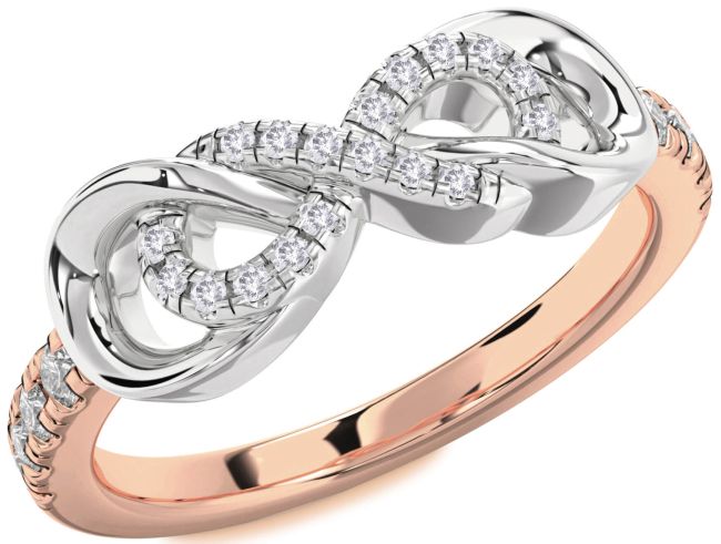 Salt & Pepper Diamond Rose Gold Silver Infinity Ring