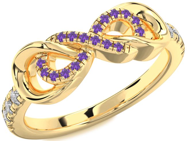 Diamond Amethyst Gold Silver Infinity Ring