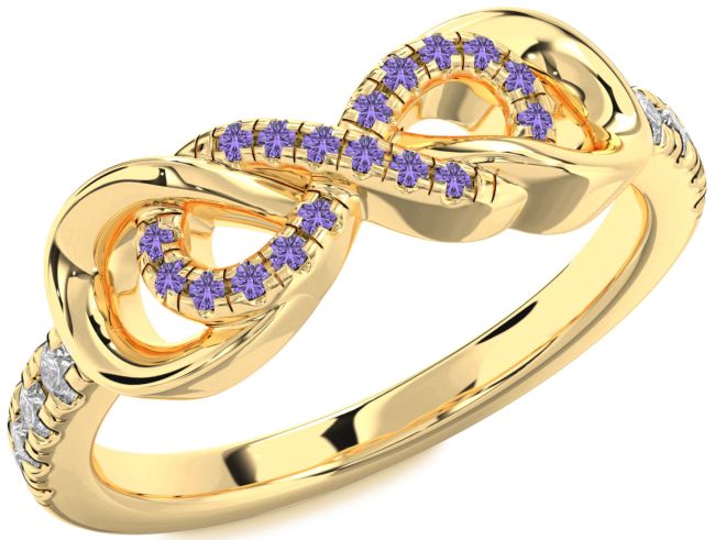 Diamond Alexandrite Gold Silver Infinity Ring