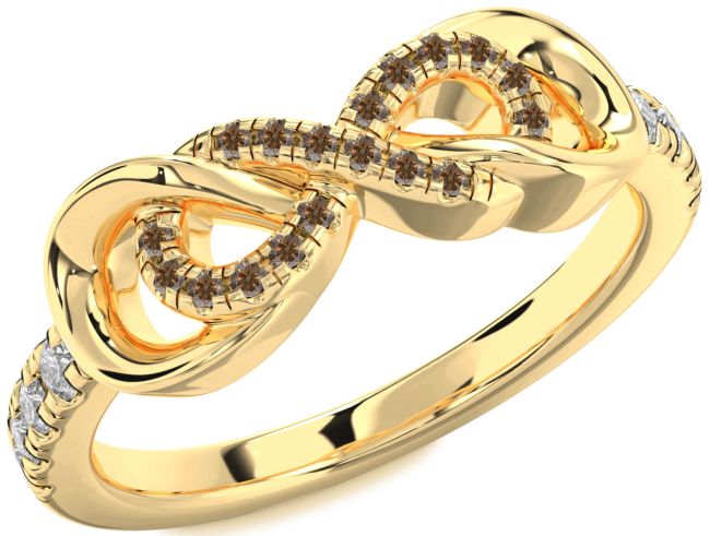 Chocolate Brown Diamond Gold Silver Infinity Ring