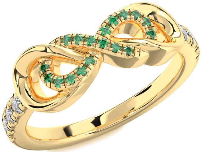 Diamond Emerald Gold Infinity Ring