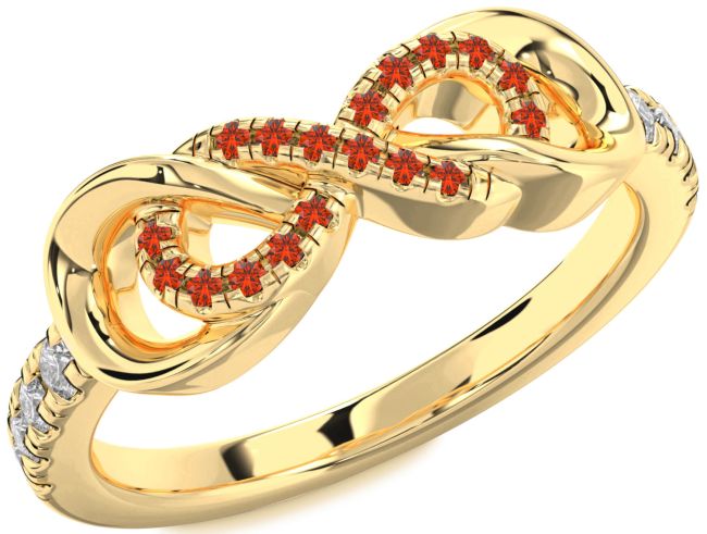 Diamond Fire Opal Gold Silver Infinity Ring