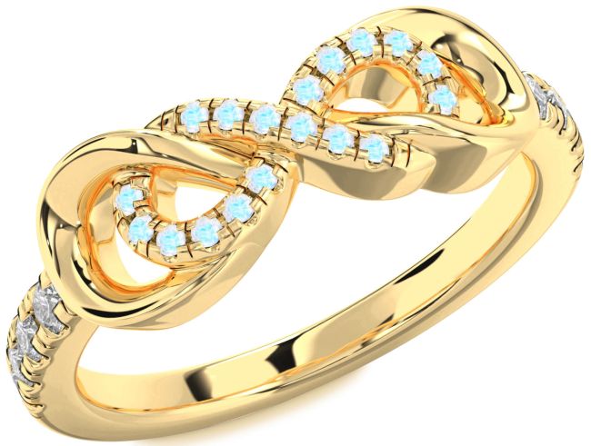 Diamond Moonstone Gold Silver Infinity Ring